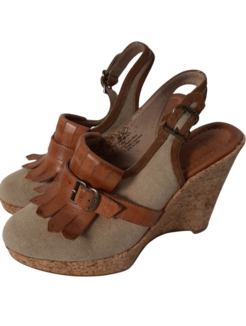 Frye Pepper Kilte Sling Back Cork Wedge Heel Size 8.5